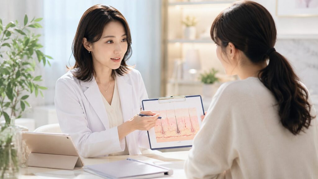 明るいクリニックでの相談シーン