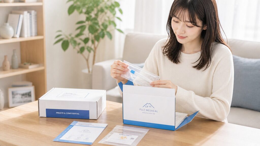 ホームテストキットの開封シーン