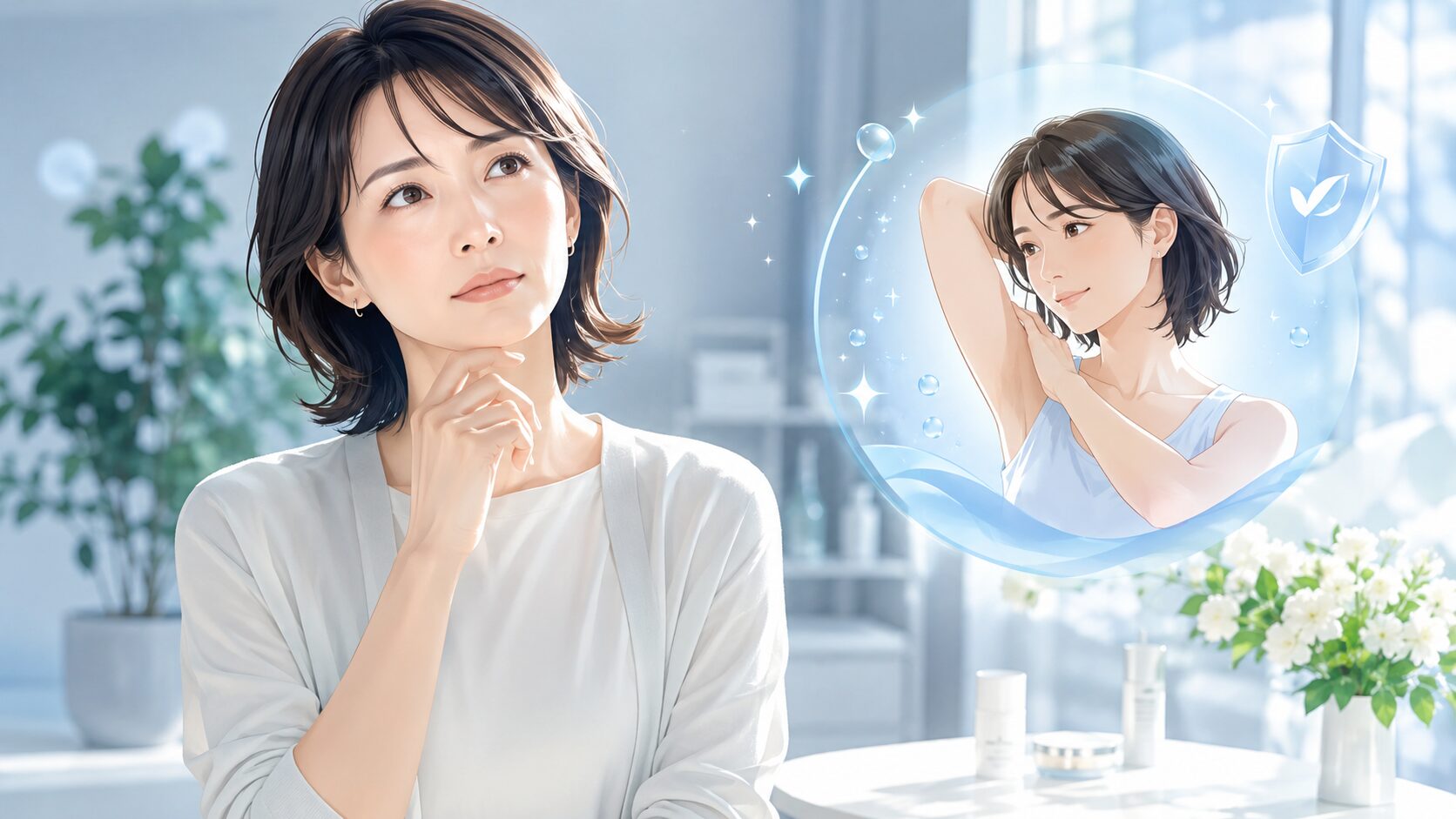 清潔感あふれるスキンケアの瞬間