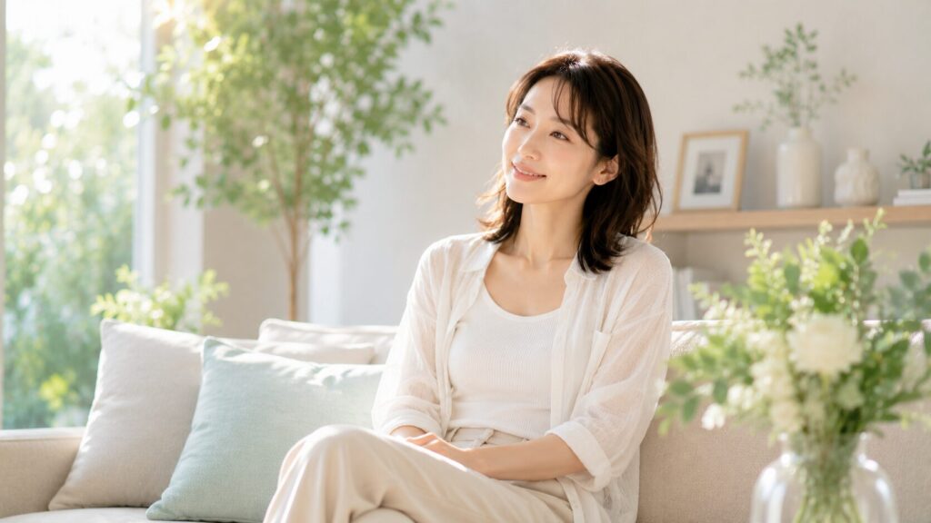 穏やかなリビングルームで過ごす時間