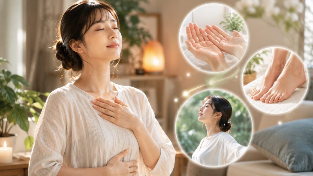リラックスした自宅での瞑想