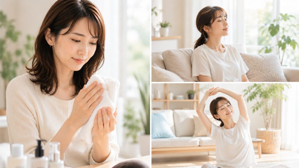 リラックスした自宅のウェルネスシーン