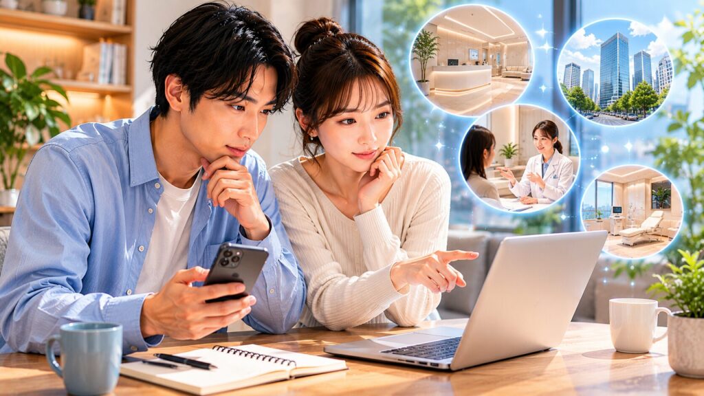 医療選択を調べるカップル