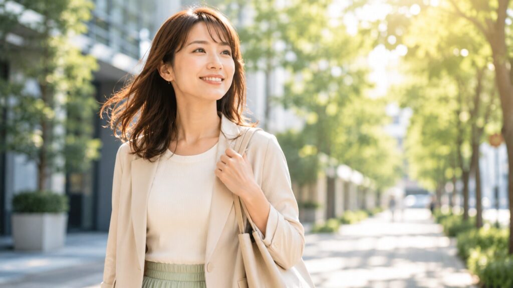 晴れた街角での穏やかな日常