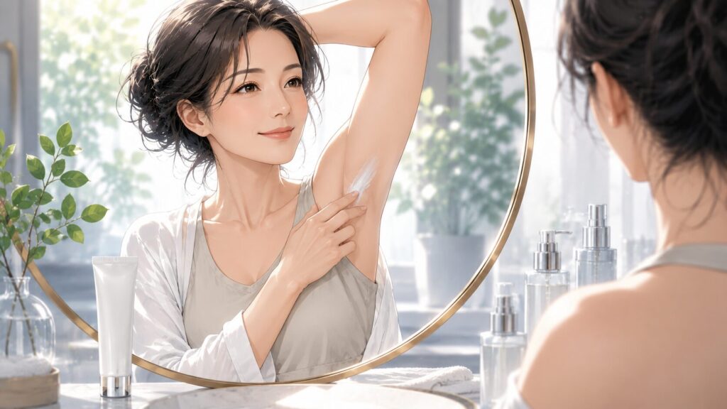 鏡の前での落ち着いたひととき