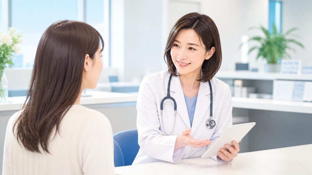 優しい医師との診察シーン