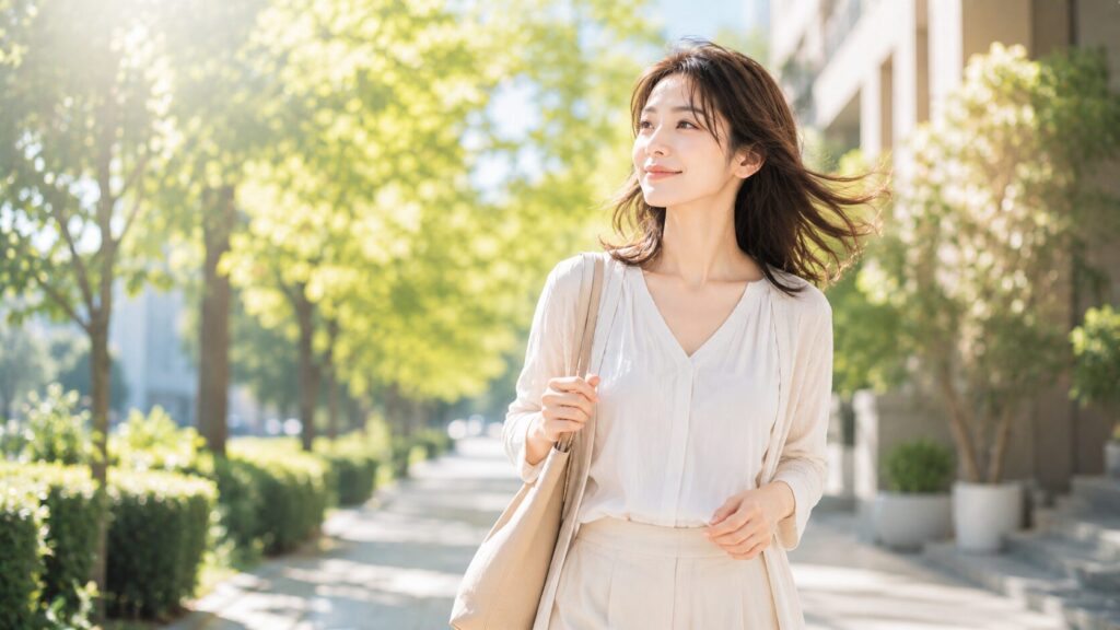 明るい街角の優雅なひととき