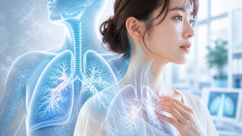 医療的な透明人体図と女性