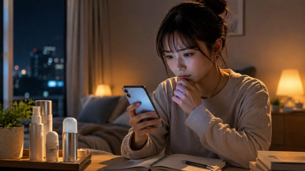 夜の静かな部屋での一人の時間