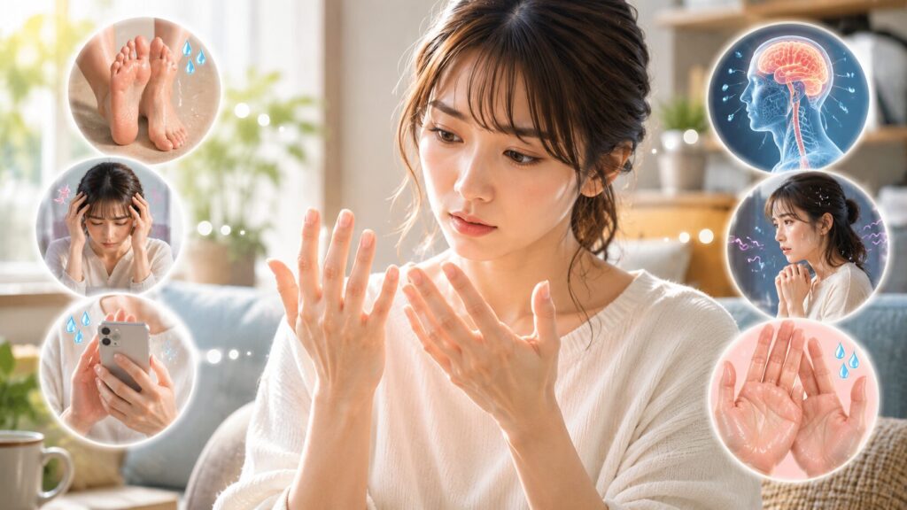 不安を感じる手湿気