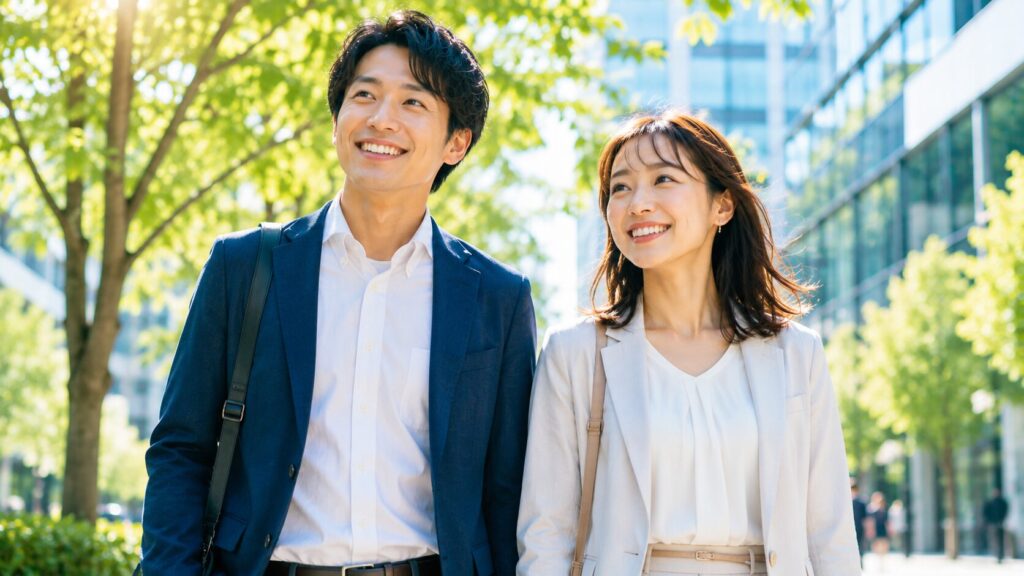 街中の晴れた日の散歩