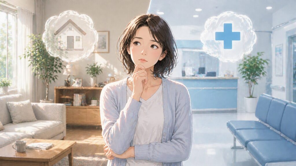 家とクリニックの間で