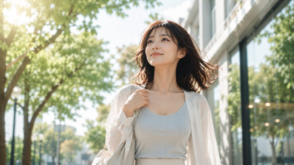 晴れた街角での穏やかなひととき