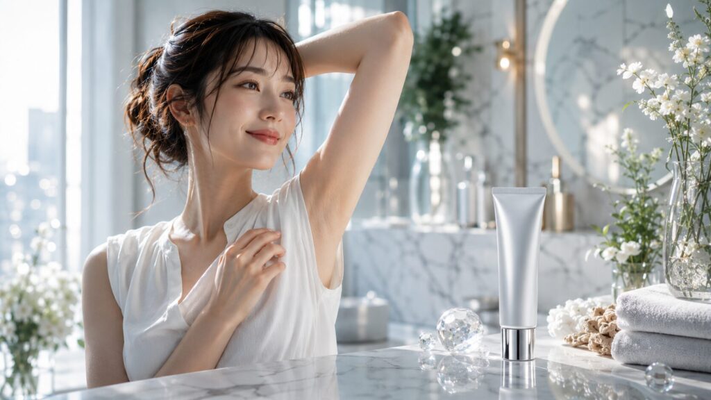 自然光の中での魅力的なスキンケア