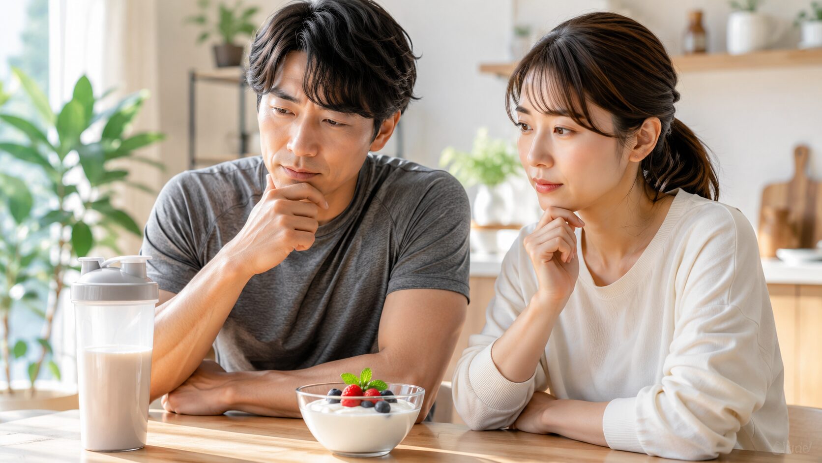 暖かなキッチンで考え込むふたり