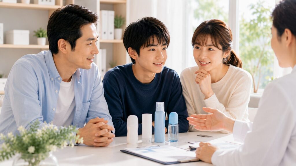 製品相談の穏やかな会話