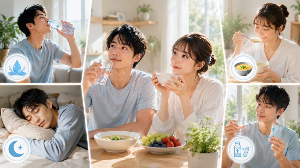 健康的なライフスタイルのコラージュ