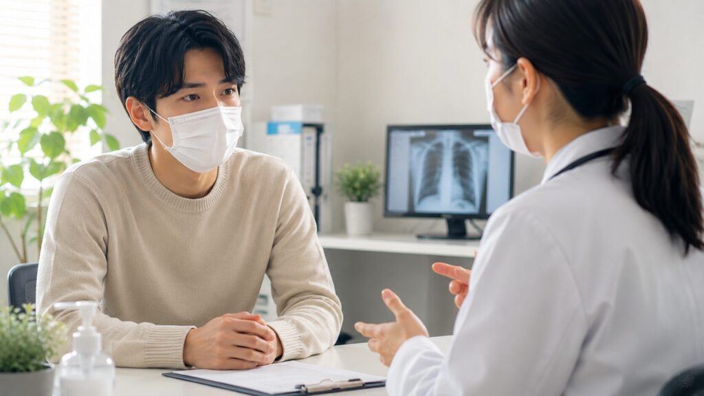 診察室での医師と患者の会話