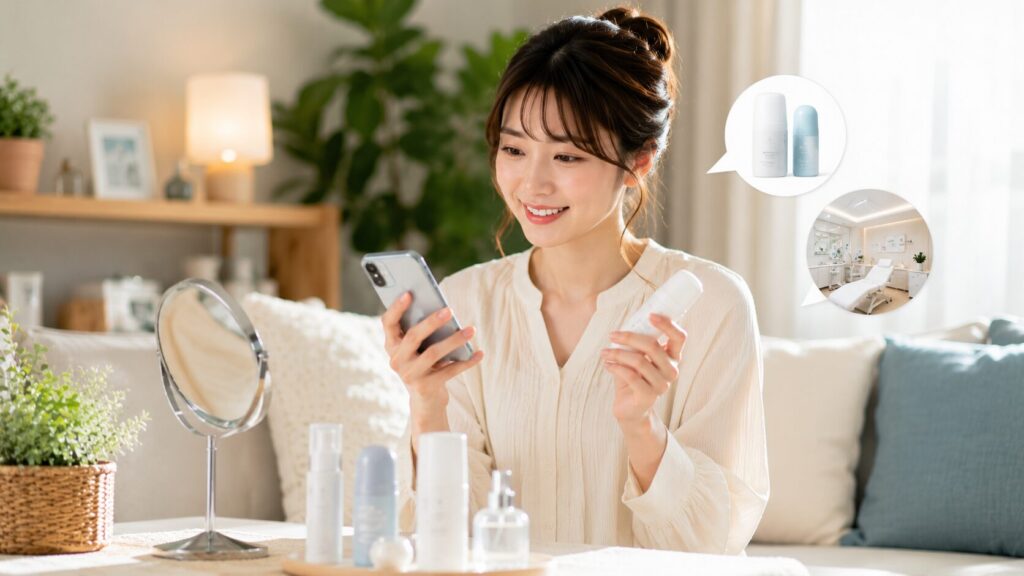 美容製品とリラックスした時間