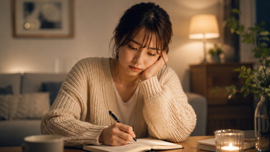 温かい夜の静かな執筆