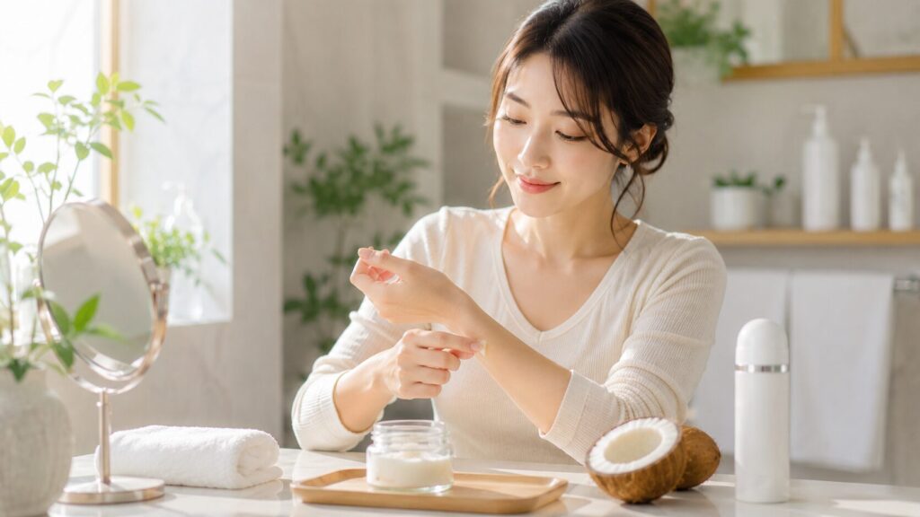 リラックスしたスキンケアタイム