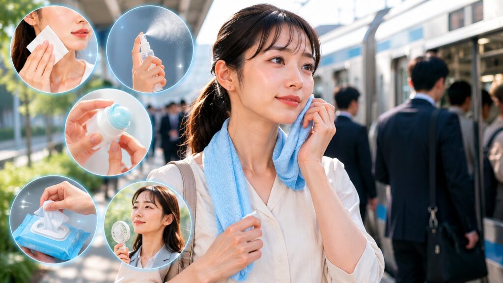 爽やかな駅での自己ケア