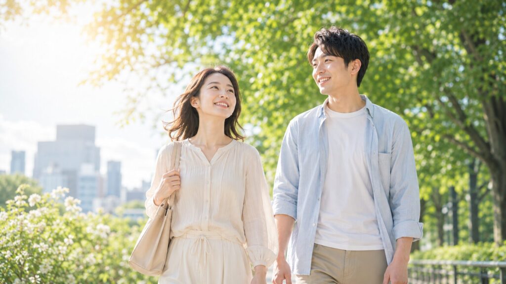 春の日差しの下で散歩