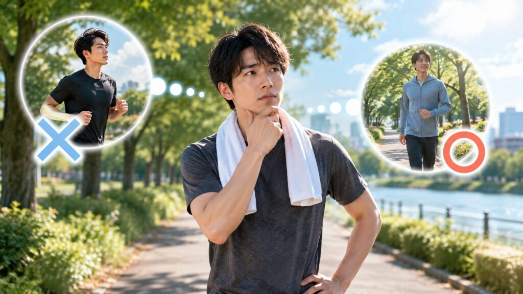 運動の選択を迷う若者