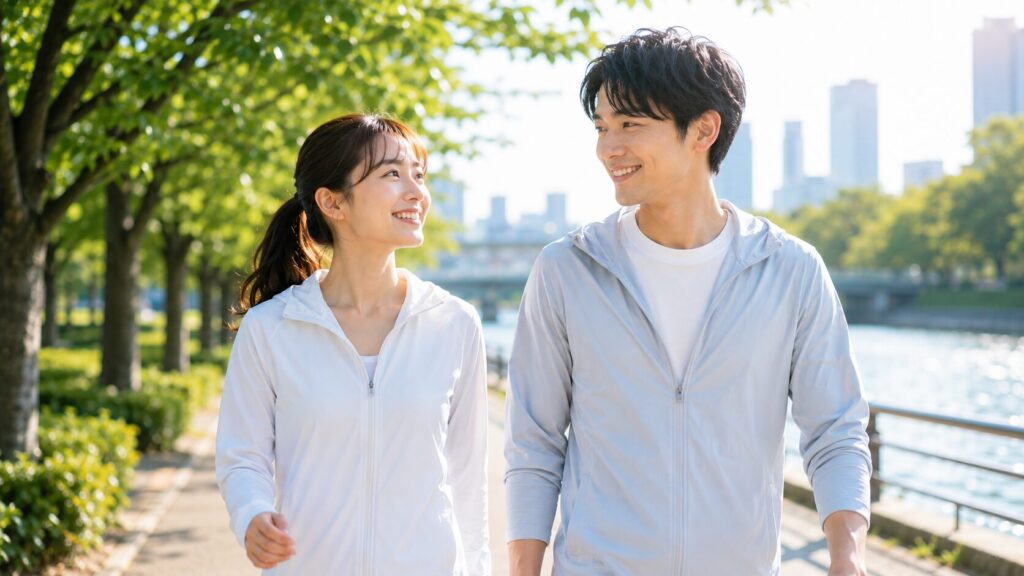 穏やかな公園の散歩