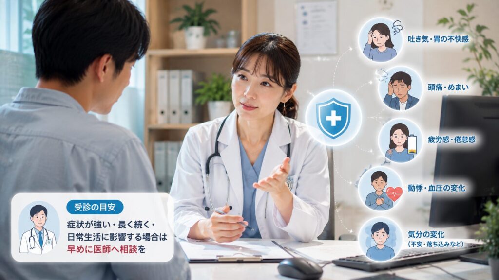 医師との相談シーンと健康ガイド