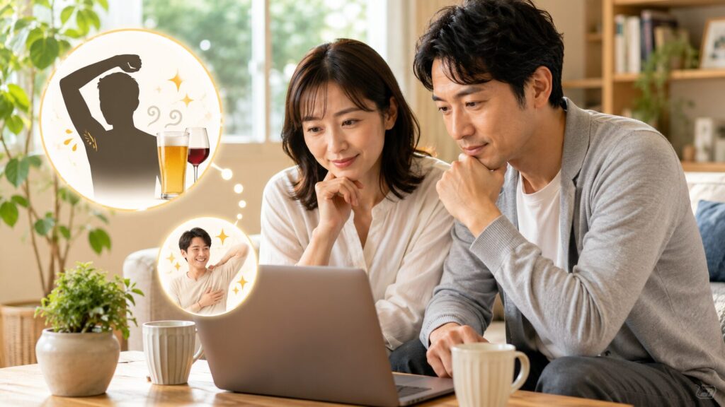 明るいリビングでのリラックスした時間
