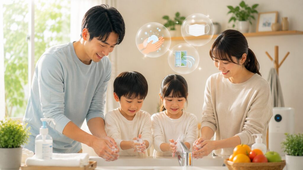 家族の手洗いタイム