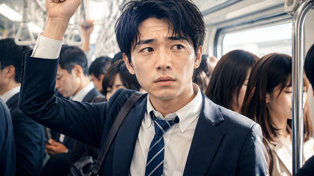混雑した通勤電車の緊張感