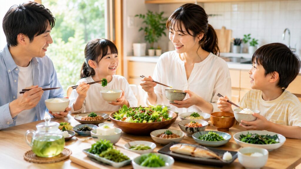 にぎやかな家族の食卓