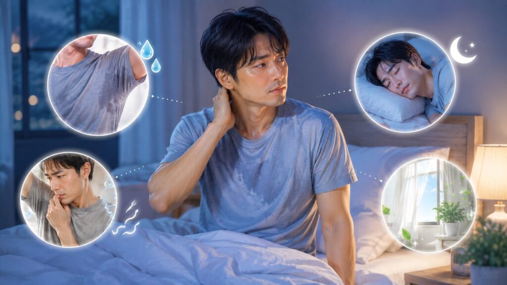 寝室での汗と快適さ