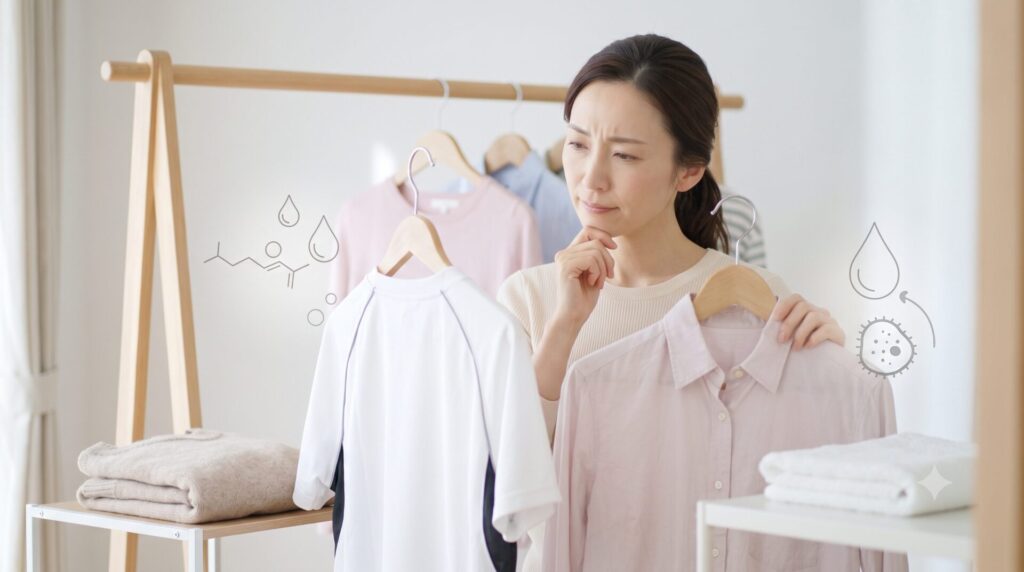 素材によるニオイの残りの違いについて