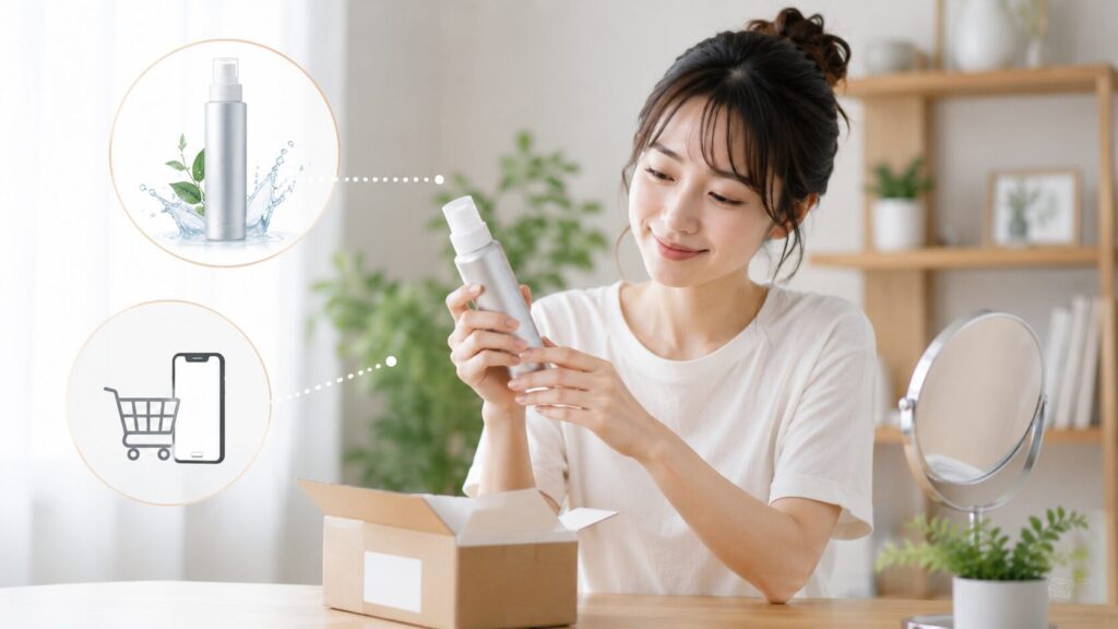製品を検査する女性