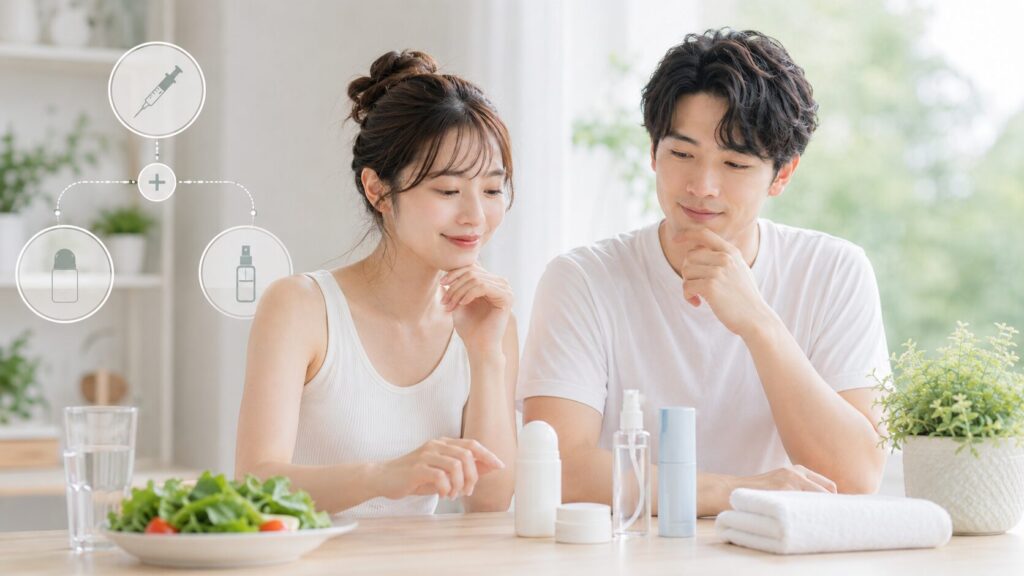 清潔感あふれるスキンケアのひととき