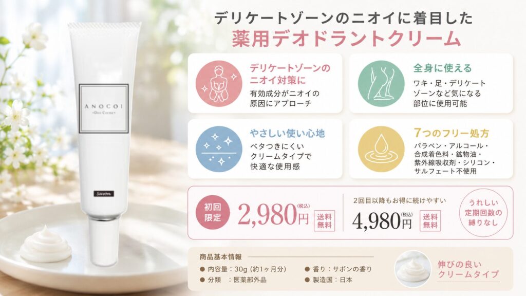 デリケートゾーンケアのスキンケアクリーム