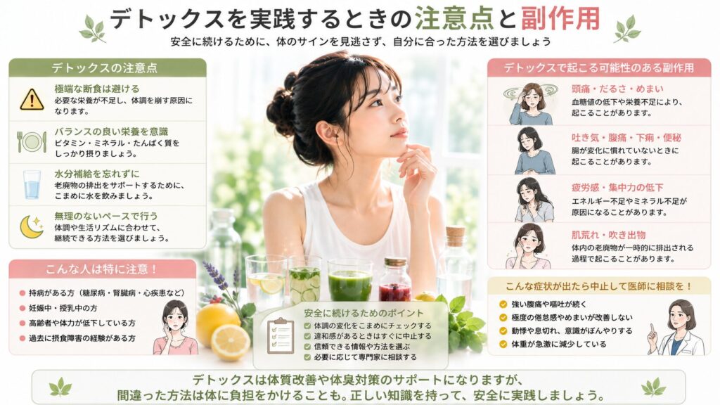 デトックスの注意点と副作用