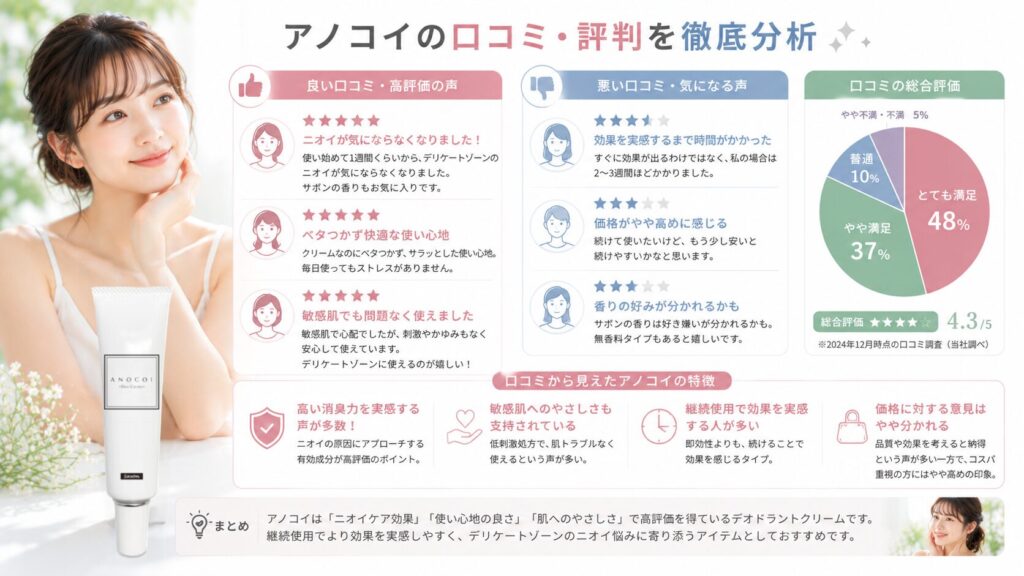 アノコイデオクリームのレビュー分析